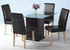 Galaxy Square Dining Table with Clear Glass Surround and Beach Leg Chairs
